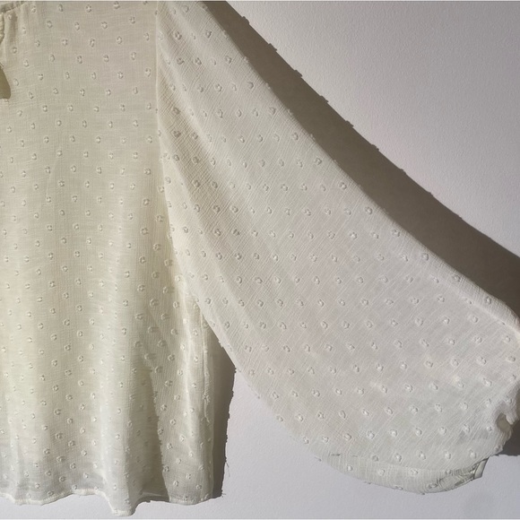 Sheer dotted creamy yellow blouse - Picture 2 of 5